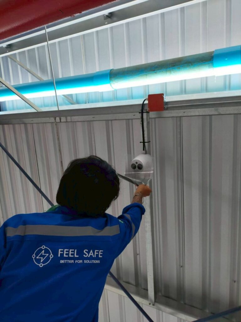 ทดสอบการทำงานของอุปกรณ์ตรวจจับควันสำหรับพื้นที่สูง (Beam Smoke Detector)